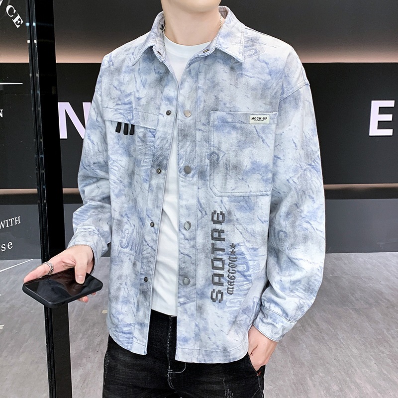 Spring New Men's Denim Shirt Jacket Casual Versatile Denim Coat Harajuku 2539 78