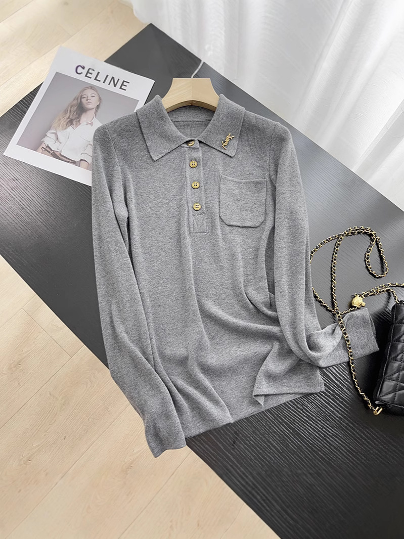 2025 Autumn Regular Commuter Pullover Single Piece Yangshulin Long Sleeve Polo Collar Comfortable Fashionable Versatile