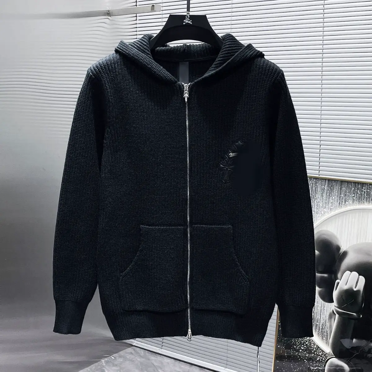 Autumn and Winter 2023 CH Cross Zipper Sweater Leather Sweater Men's and Women's Couple's Fashionable Jacket Hoodie
