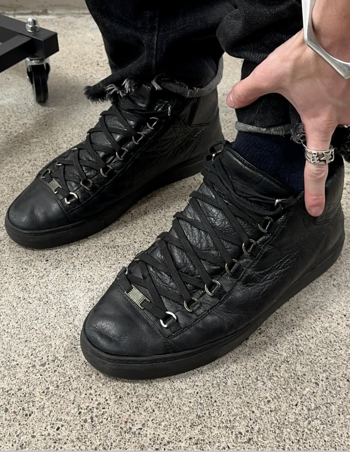 Cowhide Pleated Sneakers in the Same Style as Carti, Opium-Style Dark Series Men's Shoes Foto QC de TAOBAO na Qualit.ly
