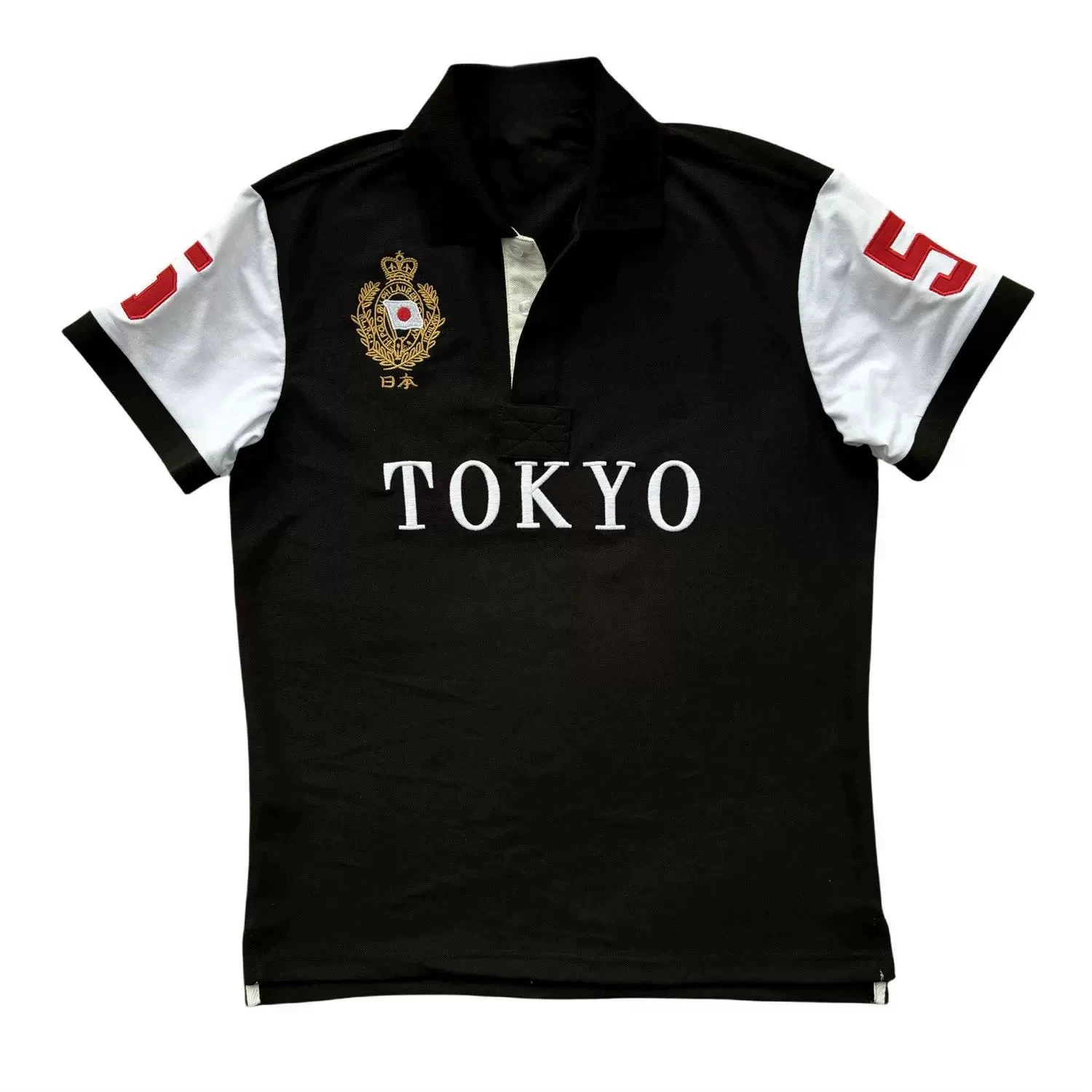 Embroidered European and American City Series Short-Sleeved Men's Loose Sweatshirt