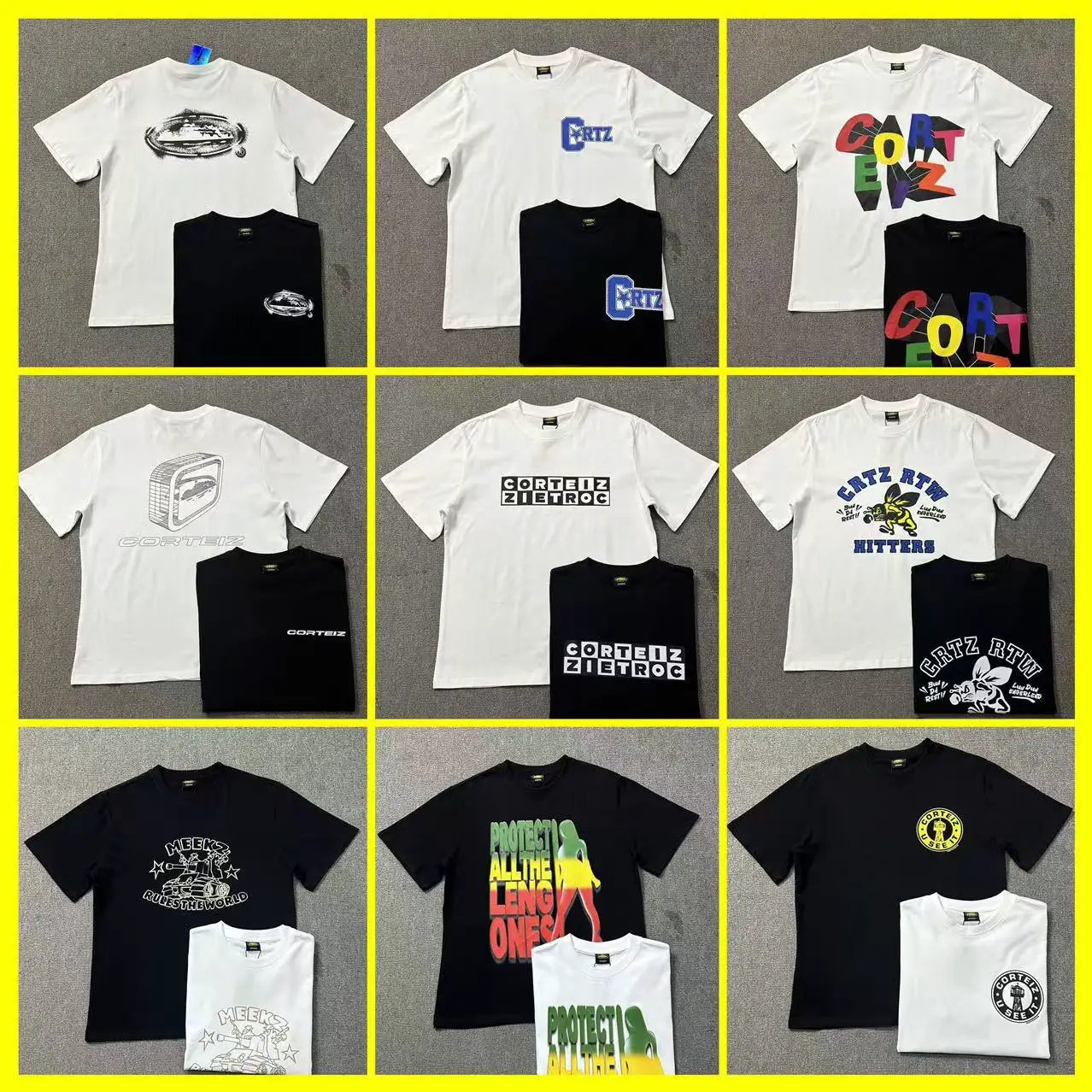 Cross-border New corteiz Short-sleeved Alcatraz T-shirt Letter Logo Printed Round Neck American Casual Loose Half Sleeve