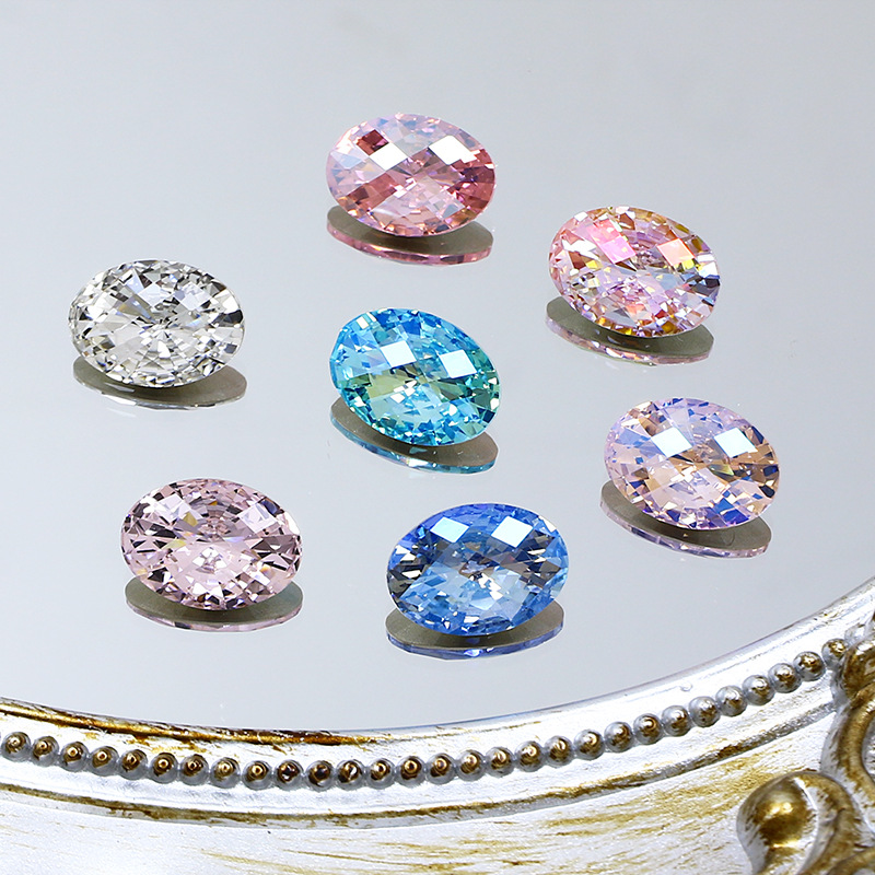 Dongzhou Crystal 14*10 Fireworks Cut Pigeon Egg Imitation Austrian Cut Oval K9 Crystal Diamond Nail Art Diamond DIY Jewelry Accessories
