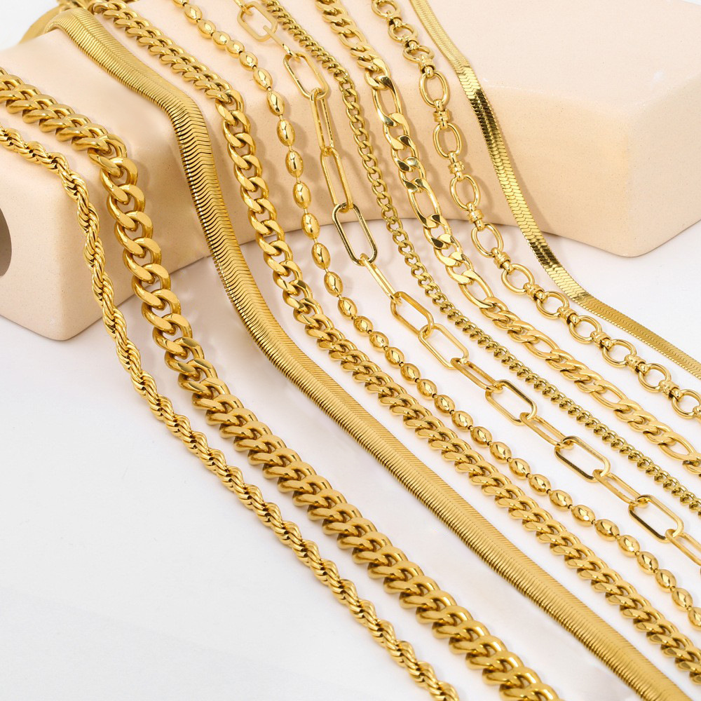 Europe and the United States cross-border blade necklace ins stainless steel chain plated 18K gold folded clavicle chain jewelry wholesale sweater chain