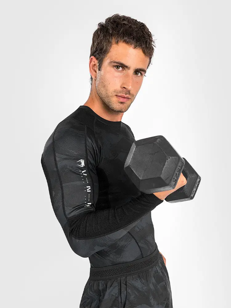 Venum Electron 3.0 Boxing Muay Thai Long sleeves Bodysuit Men Quick-Drying Tight Tops