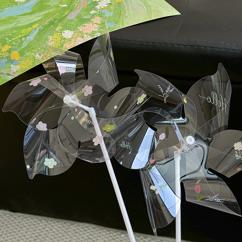 New Spring Windmill Transparent Bouquet Decoration Windmill Handmade DIY Creative Floral Materials Wholesale