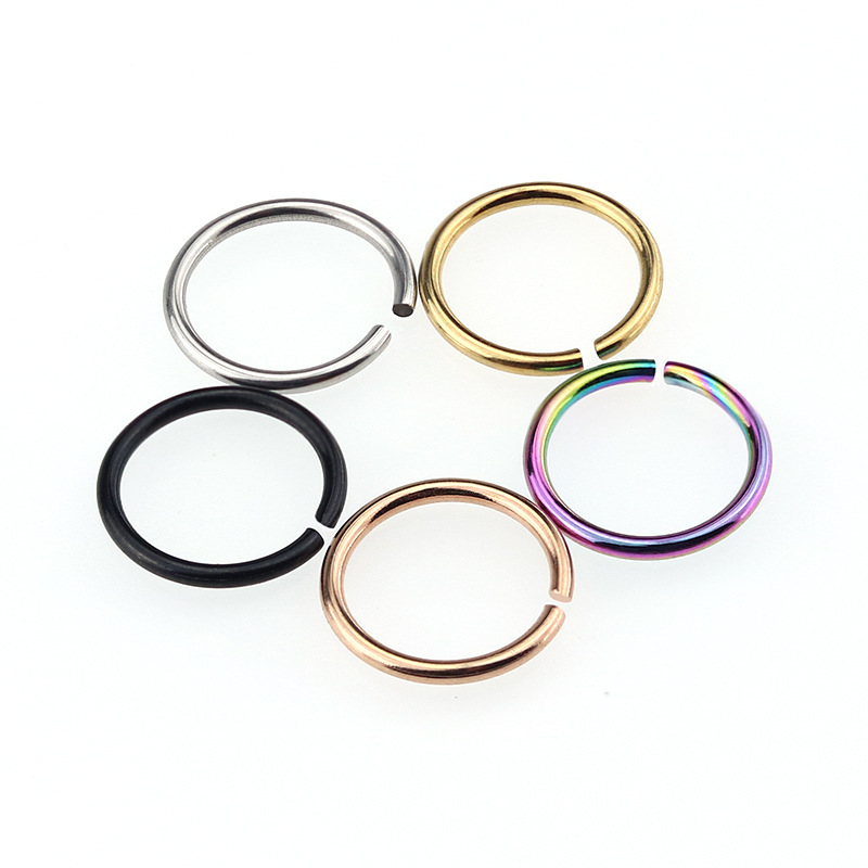 European and American Cross-border Fashion Stainless Steel Plain Circle Hip Hop Punk Style Women's Nose Ring Nose Spike Nose Spacer Multi-purpose Ring Piercing Products