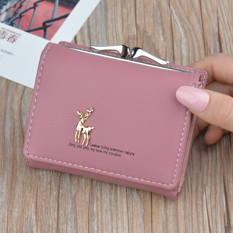 New wallet women's short wallet female student Korean fashion folding large capacity soft wallet small coin purse