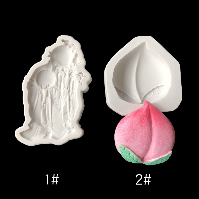 Happy Birthday Xiantao Old Man Silicone Mould Fondang Cake Chocolate Decoration Accessories Clay Soft Pottery Handmade Mold