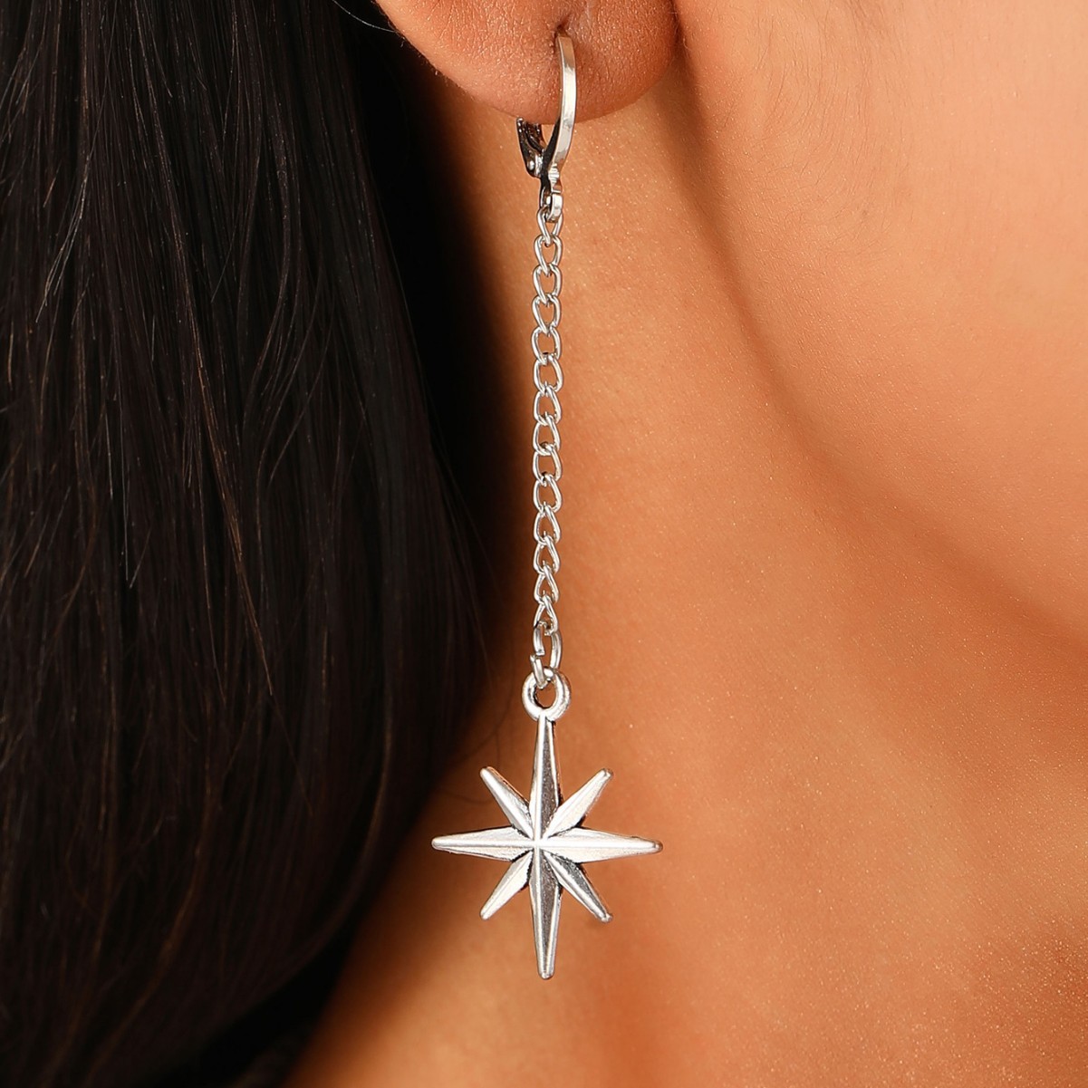 Cross-border foreign trade barbed mango star earrings European and American Gothic punk dangle earrings cute alternative hanging earrings earrings