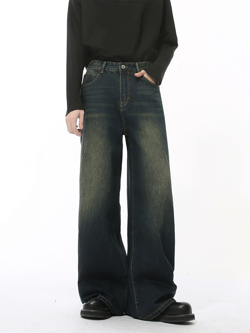MTLCLOTHES Men's | Autumn New American High Street Retro Old oversize Loose Jeans Trendy