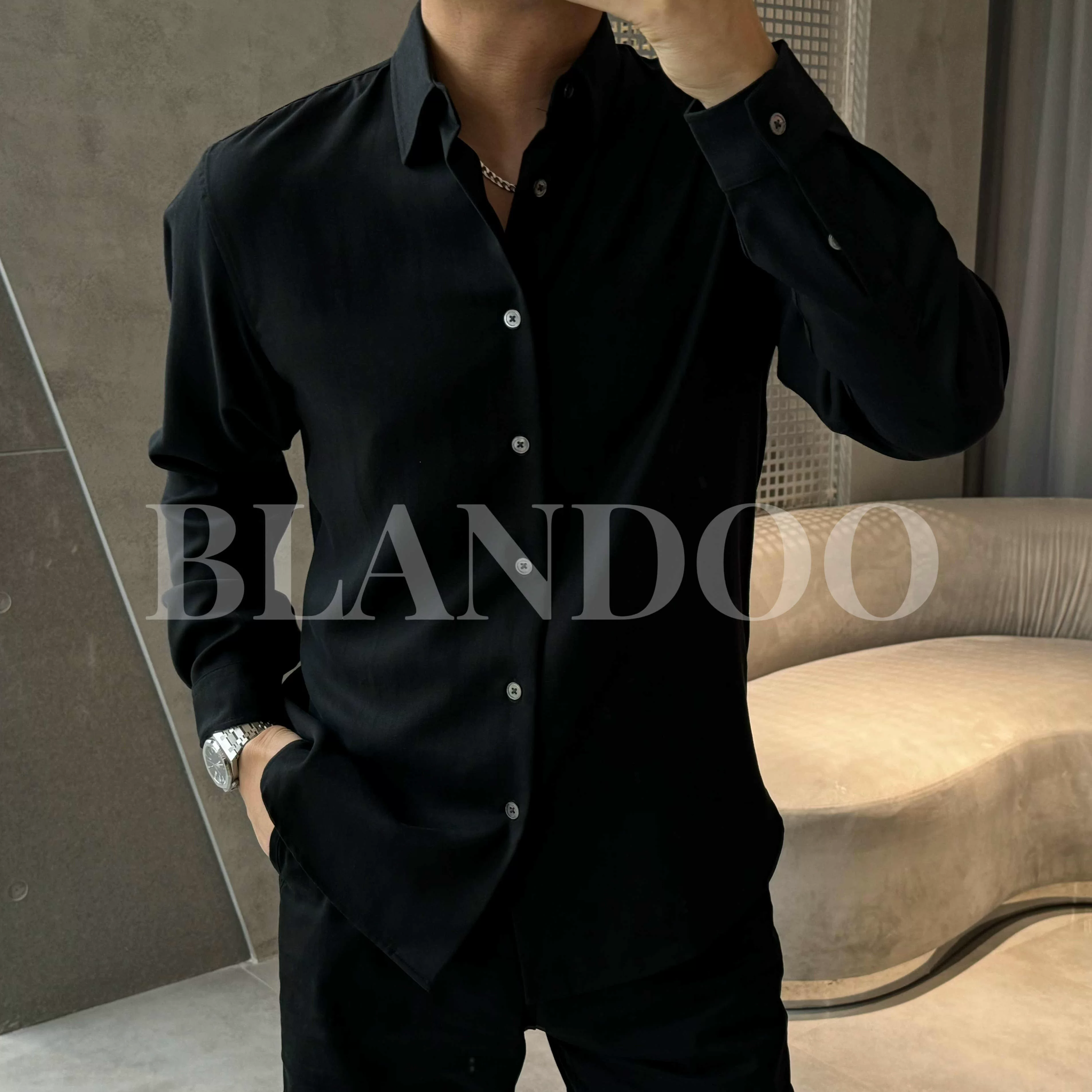2026 Summer New High-Quality Cotton Linen Solid Color Long-Sleeve Shirt Men's Loose European Style Versatile Top Shirt Foto QC de TAOBAO na Qualit.ly