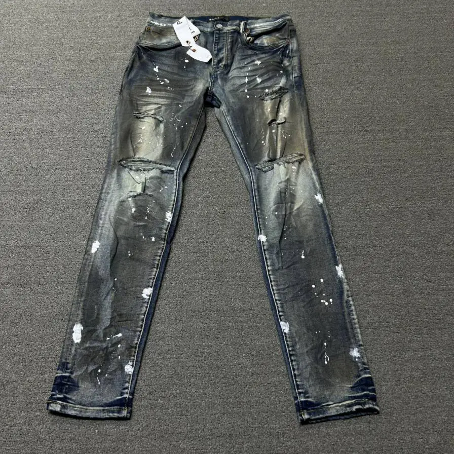 Purple Brand P001 Distressed Paint Splatter Jeans