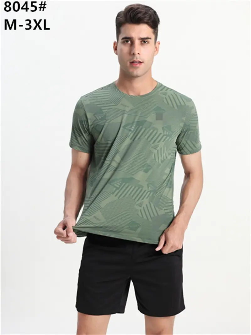 Men's Summer Fitness Running Ice Silk T-Shirt Men's Breathable Sweat-Absorbent Sports Round Neck T-Shirt