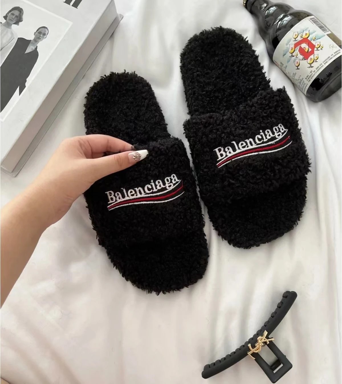 Balenciaga Fuzzy Slippers