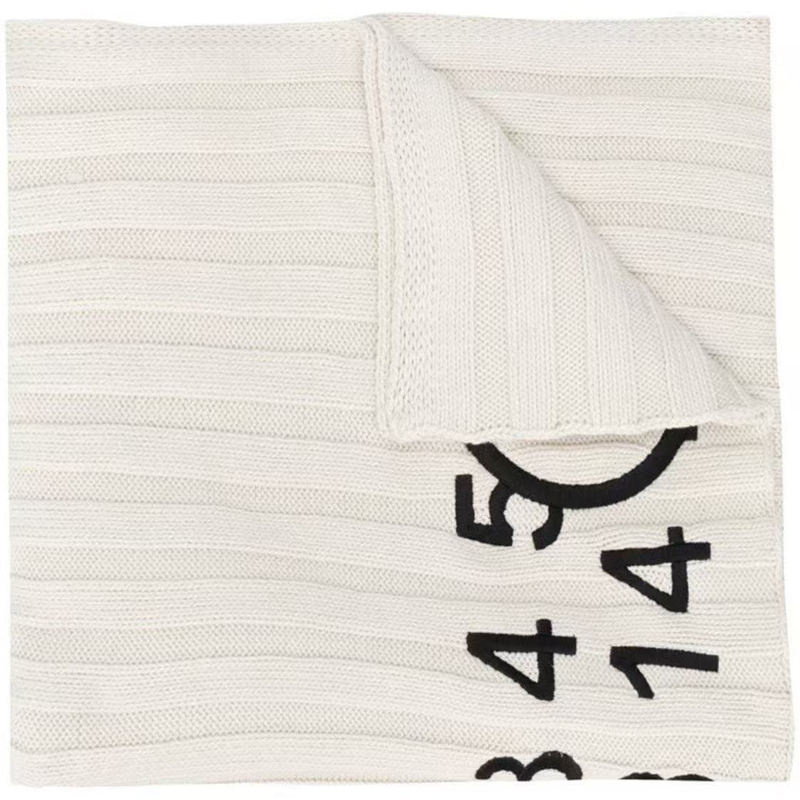 Classic Minimalist Versatile Pure Cotton Scarf with Digital Logo Embroidery Ribbed Knit for Men and Women Autumn and Winter Warm Scarf