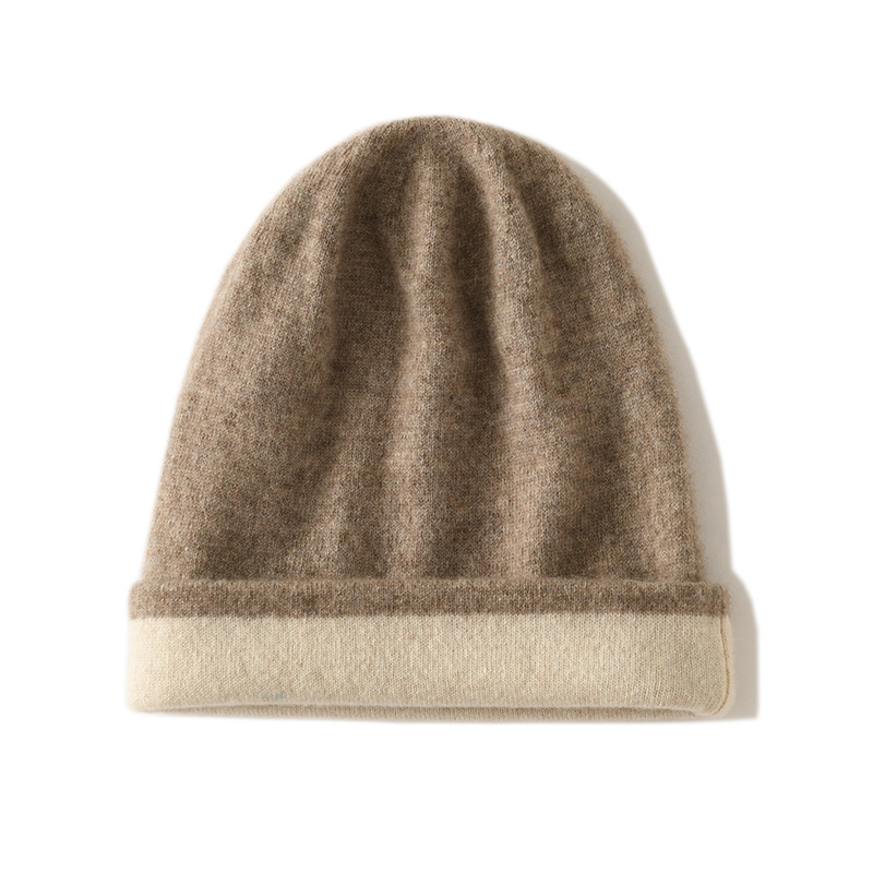 Autumn and winter thickened warm double-layer cashmere hat for middle-aged and elderly fathers knitted wool hat big head circumference ear protection hat