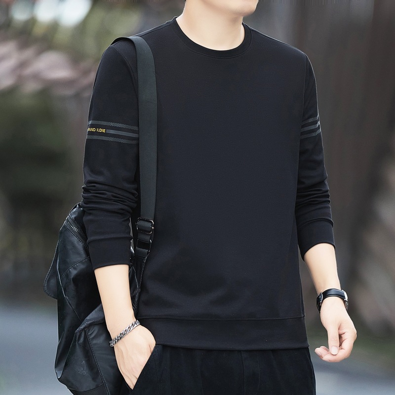Swedie Men's 2024 Autumn New Loose Middle-aged and Young Fatty Long-sleeved T-shirt Pullover Trendy Round Neck Men's Swedie