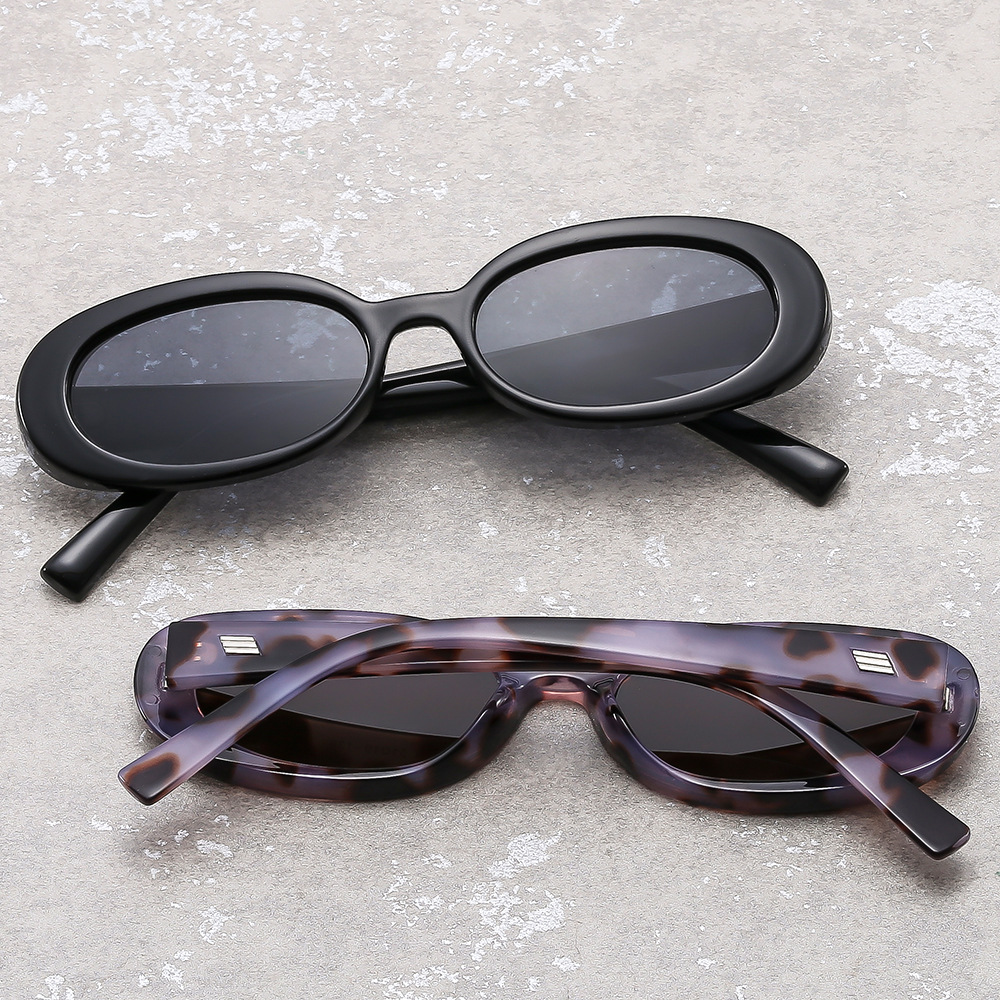 Sunglasses Women's High-end Face Shown Small UV-resistant Small Frame Retro Oval Frame Sunshade Glasses New Style Men's Sunglasses