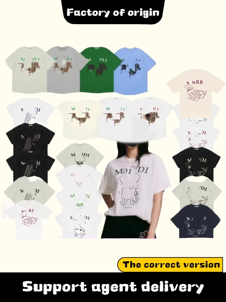 New Korean Mar Dog Print Short-Sleeved T-Shirt in Stock
