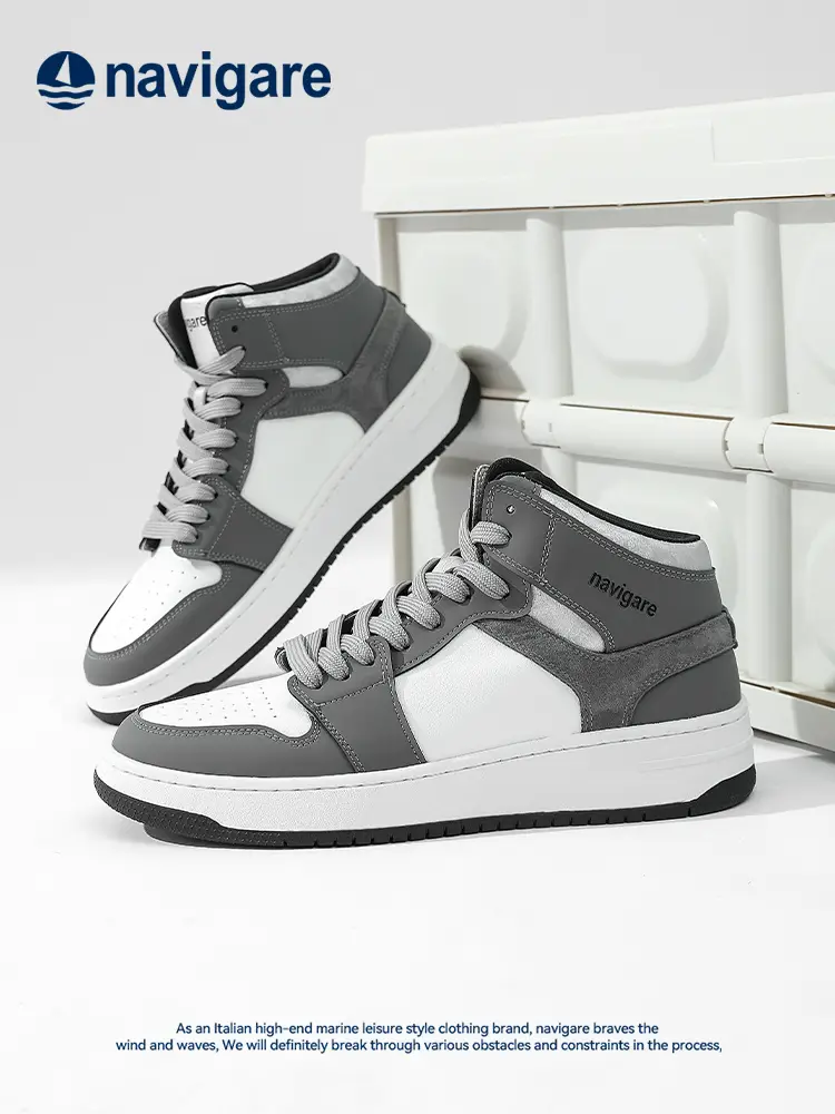 Navigare Italian Small Sailing High-Top Shoes Men's Autumn and Winter 2024 New arrival Easiest for match Plaid Men Casual Shoes