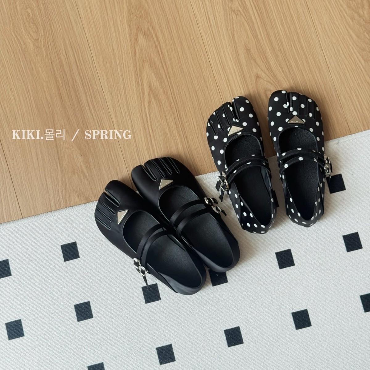 Korean-Style Satin Split-Toe Mary Jane Shoes for Women, 2026 Spring New Model, Comfortable, Lightweight, Soft-Soled, Single-Strap Shallow Mouth Flats