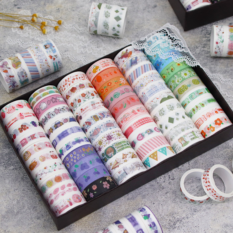 60 rolls Journal tape suit creative Korean cartoon student diary journal material handmade diy paper sticker