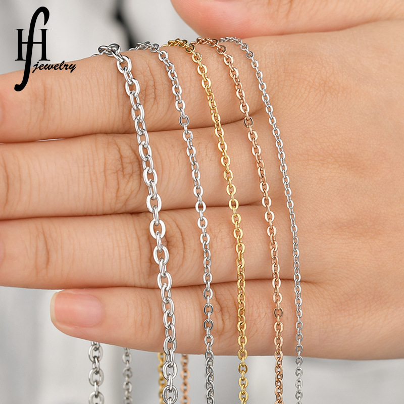 Factory Spot Direct Sales Versatile 18K Gold O-Shaped Chain Pendant with Chain 304 Stainless Steel Cross Chain Multi-Size Mixed Batch
