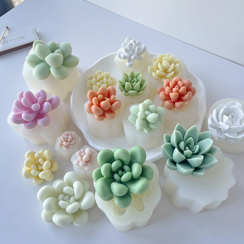 3D Stereo Fleshy Candle Silicone Mold DIY Aromatherapy Gypsum Fleshy Mold Creative Handmade Potted Grinder