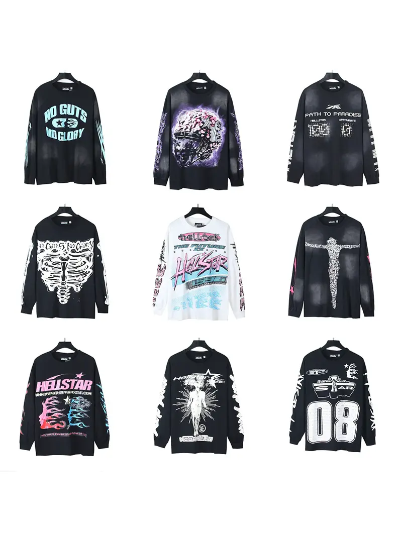 2024 summer new American tide men and women couples dress big size loose pullover long-sleeved T-shirt teen tee