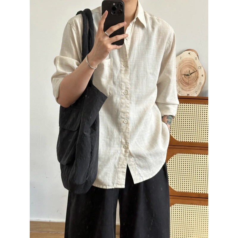 High-Quality Old Money Style Tencel Linen 26 Spring/Summer Thin Long-Sleeve Shirt Men's Casual Light Luxury Shirt Jacket