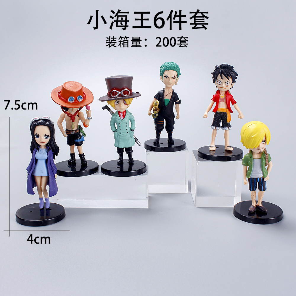 Solid PVC Small One Piece 6-Piece Set Luffy Solon Animation Hand-Made Micro Landscape Decoration Theme Cake Dress Up