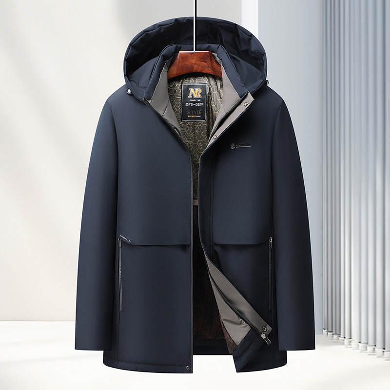 Winter cotton-padded jacket coat men's fleece-lined thickened graphene warm cold-proof cotton-padded coat father's detachable cap cotton-padded coat men's
