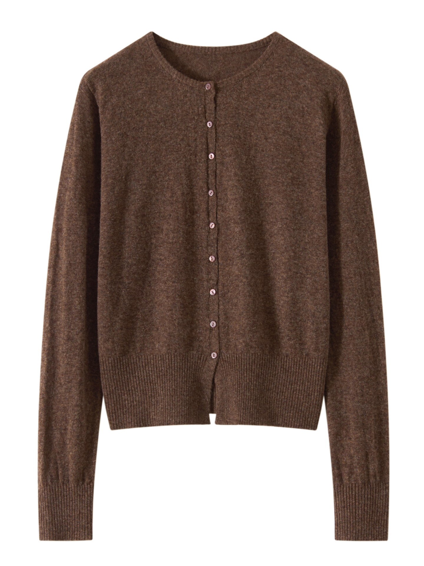 2026 Spring and Autumn New Fine Wool Round Neck Knitted Cardigan for Women, Solid Color, Loose Fit, Versatile Top Jacket