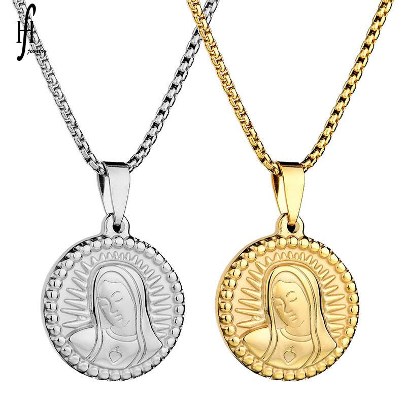 Amazon best selling new golden head portrait coin round brand stainless steel ladies sweater chain tide a generation of hair