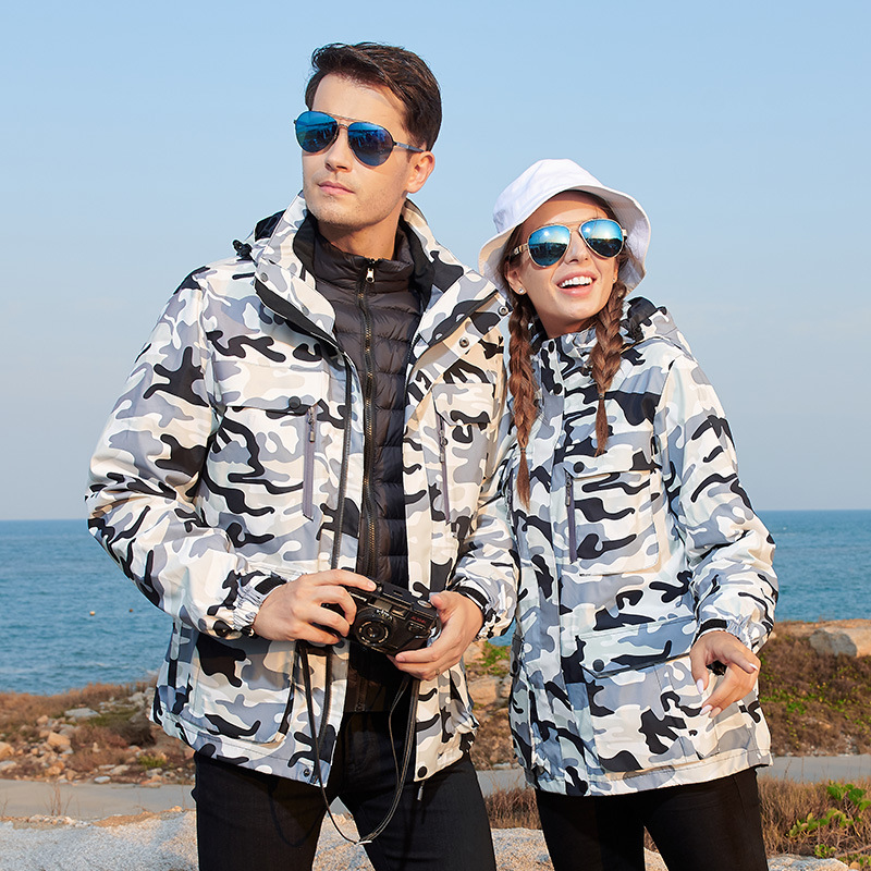 2022 New Outdoor Couple's Rush Clothes Detachable Down Liner Mountaineering Jacket for Men and Women Large Size Two-piece Set