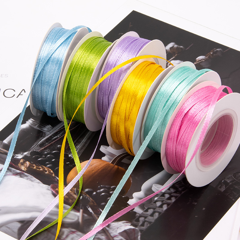 3mm Double-Sided Satin Ribbon DIY Handmade Hair Accessories Bow Material Hairpin Accessories Wedding Flowers Gift Packaging Ribbon