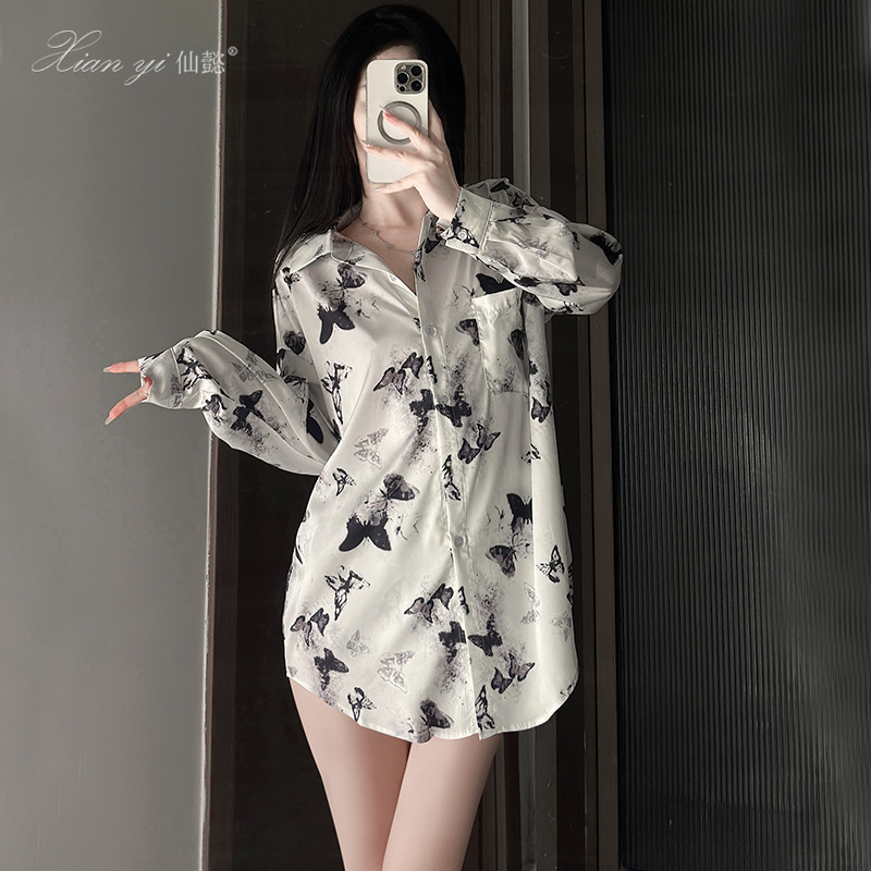 Xianyi Pajamas for Women, Summer Boyfriend Style High-End Shirts, Large Size Loose Women's Home Clothes, Home Suits 780