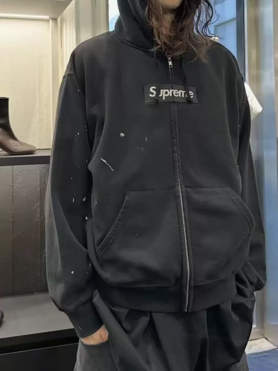 High-Quality Sup Mm6 Collaboration Model Ss26 Embroidered European and American Style Splash-Ink Pattern Zip-Up Hooded Sweatshirt Jacket Zdjęcie QC z 1688 na Qualit.ly