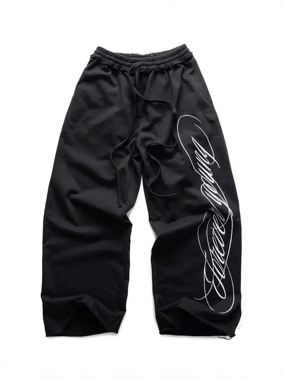 Cross-Border 2025 Summer American Street Letter Print Casual Pants Couple's Same Style Fashionable Loose Wide-Leg Straight Pants
