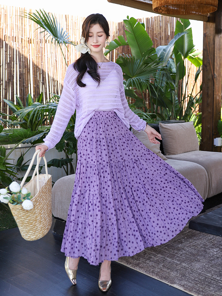 Yuan Su Summer New Arrival The Wizard of Oz Floral Pleated Skirt High Waist All-match Slimming Wrinkle A- line Large Skirt