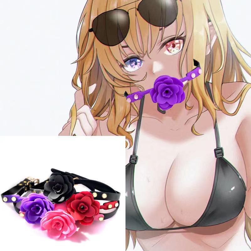 Foreign trade Hot rose silicone mouth plug ball couple lover Rose oral sex flirting sex toy supplies wholesale