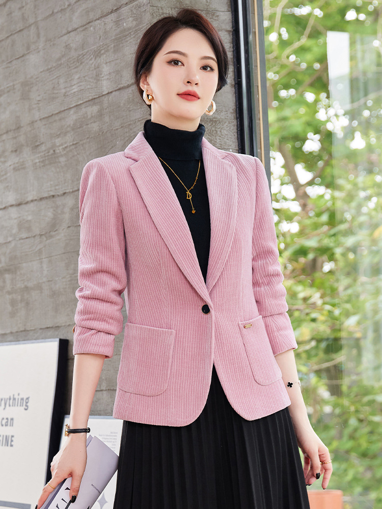 Corduroy Blazer Women's Autumn and Winter 2023 New Elegant Fashionable Slim Fit Small Loose Suit Top