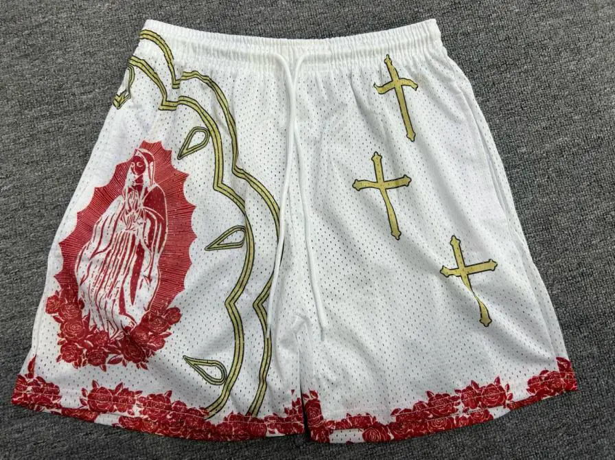 American-Style Casual Shorts for Men, Fitness Sports Pants, Mesh Breathable Quarter-Length Pants, Basketball Shorts, Stylish Elastic Unisex