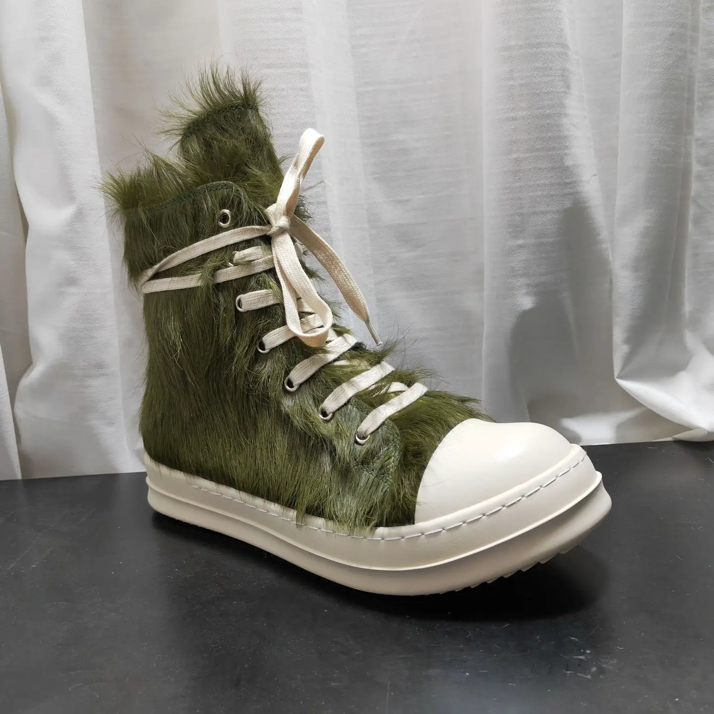 European and American plus size men's and women's leather horse hair high-top board shoes for autumn and winter lovers street fashion casual dark fashion shoes