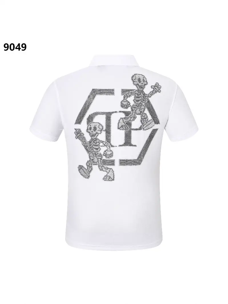 Trendy brand Philip Plain spring and summer short sleeve men's lapel T domineering personality PP rhinestone casual fashion men's short T