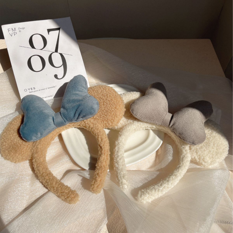 Cute plush Mickey headband autumn and winter New Cartoon headband sweet girl all-match photo hairpin super cute headdress