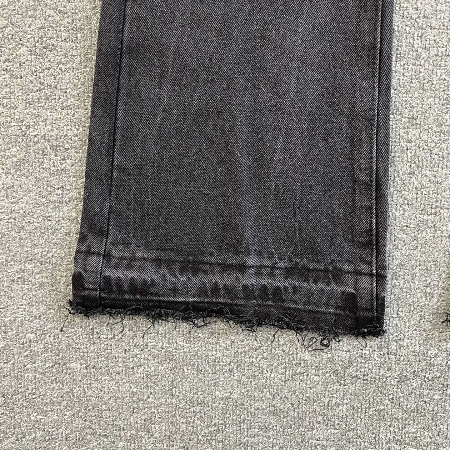 Trendy Fashion wash water round head Print logo micro horn Denim pants