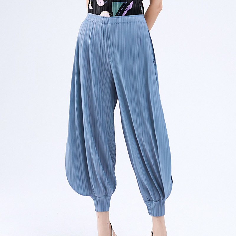 Miyake Solid Color Classic Lantern Pants 2026 New Japanese Style Jogger Jasmine Pants Wide-Leg Loose Casual Long Pants for Women