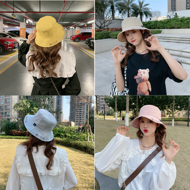 Hat Women's Summer Internet Popular Korean-style All-match Japanese-style Fisherman Hat Sweet Cute Korean-style Cute Cat Sunshade Sunscreen Pot Hat
